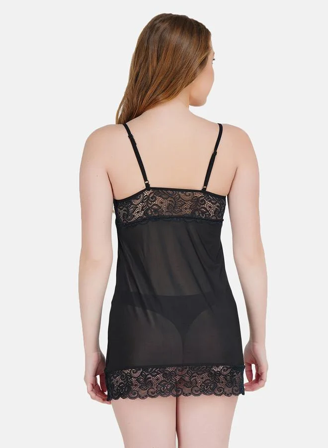 Take Two Women Black Lace Babydoll with Brief Set By Hill Islands